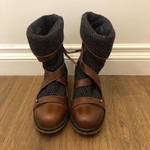 Anthropologie brown leather & wool boots, US 6.5